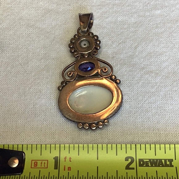 FINAL SALE PRICE Silver Pearl, Amethyst & MOP Pendant - Picture 3 of 3